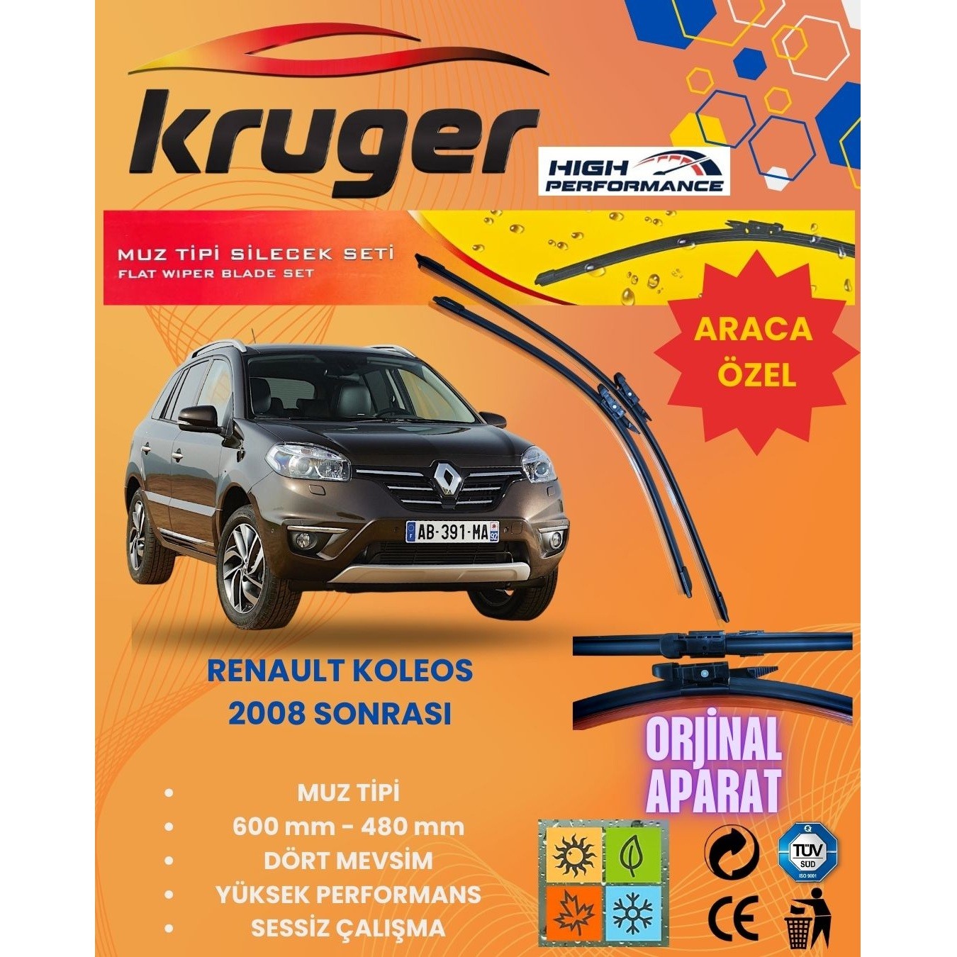 RENAULT KOLEOS (2008 SONRASI) - KRUGER MUZ SİLECEK TAKIMI
