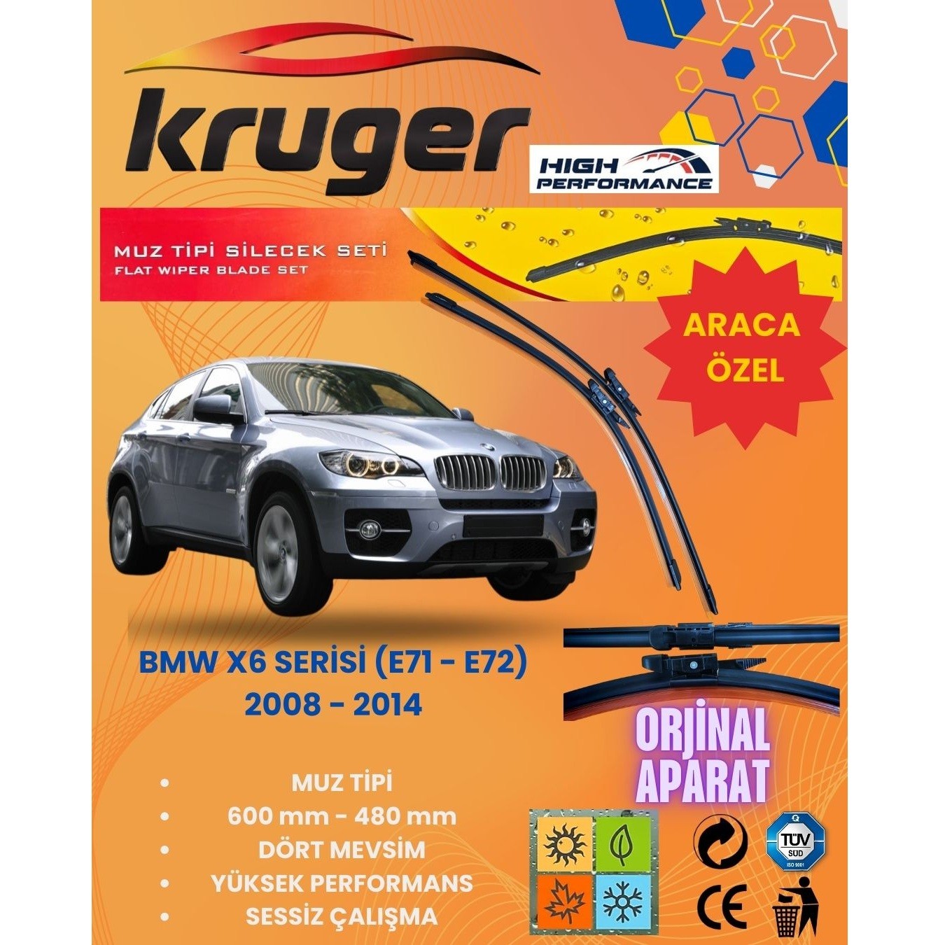 BMW X6 SERİSİ (E71 - E72) (2008 - 2016) - KRUGER MUZ SİLECEK TAKIMI